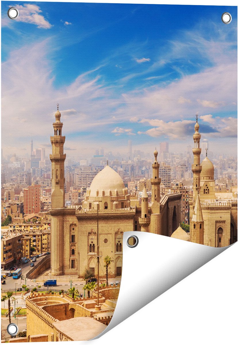 Gards Tuinposter Moskee in Cairo, Egypte - 40x50 cm - Tuindoek - Tuindecoratie - Wanddecoratie buiten - Tuinschilderij Multikleur