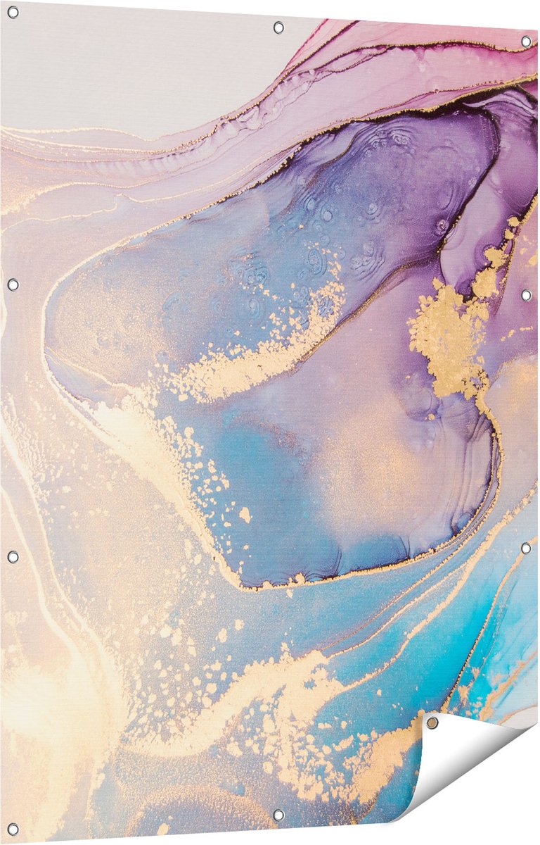 Gards Tuinposter Abstracte Kunst van Marmer - 90x120 cm - Tuindoek - Tuindecoratie - Wanddecoratie buiten - Tuinschilderij Multikleur