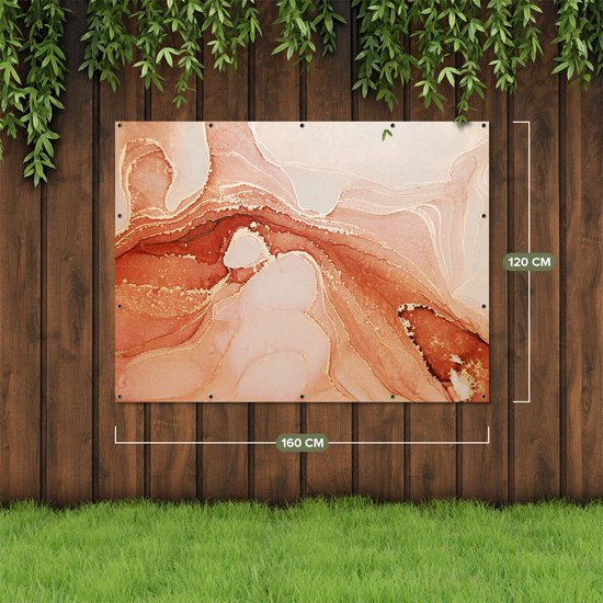 Gards Affiche de jardin Art Abstrait en Marbre Rose - 160x120 cm - Toile jardin - Décoration de jardin - Décoration murale extérieur - Tableau jardin