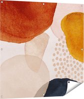 Gards Tuinposter Abstracte Kunst van Cirkels - 100x100 cm - Tuindoek - Tuindecoratie - Wanddecoratie buiten - Tuinschilderij