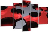Glasschilderij Modern - Rood, Grijs - 170x100cm 5Luik - Foto Op Glas - Geen Acrylglas Schilderij - 6000+ Glasschilderijen Collectie - Wanddecoratie