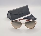 Unisex zonnebril gepolariseerd / pilotenbril / goud montuur / bril met harde en zachte brillenkokers en doekje - UV400 cat 3 - bril met brillenkoker / groene lenzen - PZ2419 Geweldig cadeau / Aland optiek