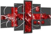 Glasschilderij Art - Rood, Grijs - 170x100cm 5Luik - Foto Op Glas - Geen Acrylglas Schilderij - 6000+ Glasschilderijen Collectie - Wanddecoratie