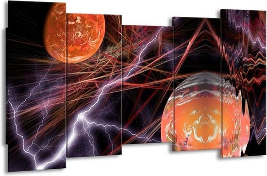 Peinture sur toile Lightning | Violet, marron, noir | 150x80cm 5Liège