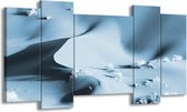 GroepArt - Schilderij - Zand - Blauw, Grijs - 120x65cm 5Luik - Foto Op Canvas - GroepArt 6000+ Schilderijen 0p Canvas Art Collectie - Wanddecoratie