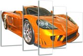 Glasschilderij Auto - Geel, Oranje, Wit - 170x100cm 5Luik - Foto Op Glas - Geen Acrylglas Schilderij - 6000+ Glasschilderijen Collectie - Wanddecoratie