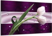 Peinture sur verre tulipe | Violet, vert, vert | 120x70cm 1Hatch | Tirage photo sur verre |  F005619