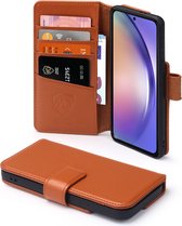 Samsung Galaxy A54 Hoesje - Luxe MobyDefend Wallet Bookcase - Bruin - GSM Hoesje - Telefoonhoesje Geschikt Voor Samsung Galaxy A54