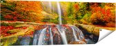 Gards Tuinposter Waterval in de Herfst Kleuren - 150x50 cm - Tuindoek - Tuindecoratie - Wanddecoratie buiten - Tuinschilderij