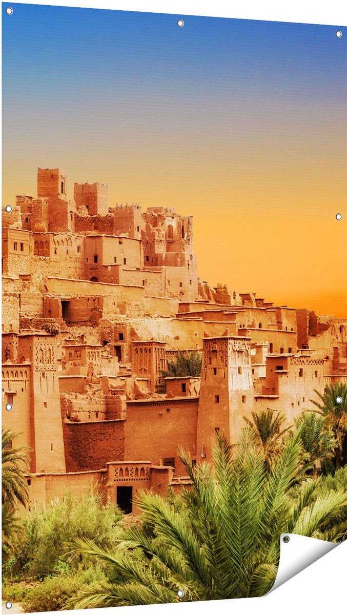 Gards Tuinposter Kasbah Ait Ben Haddou Stad in Marokko - 100x150 cm - Tuindoek - Tuindecoratie - Wanddecoratie buiten - Tuinschilderij Multikleur