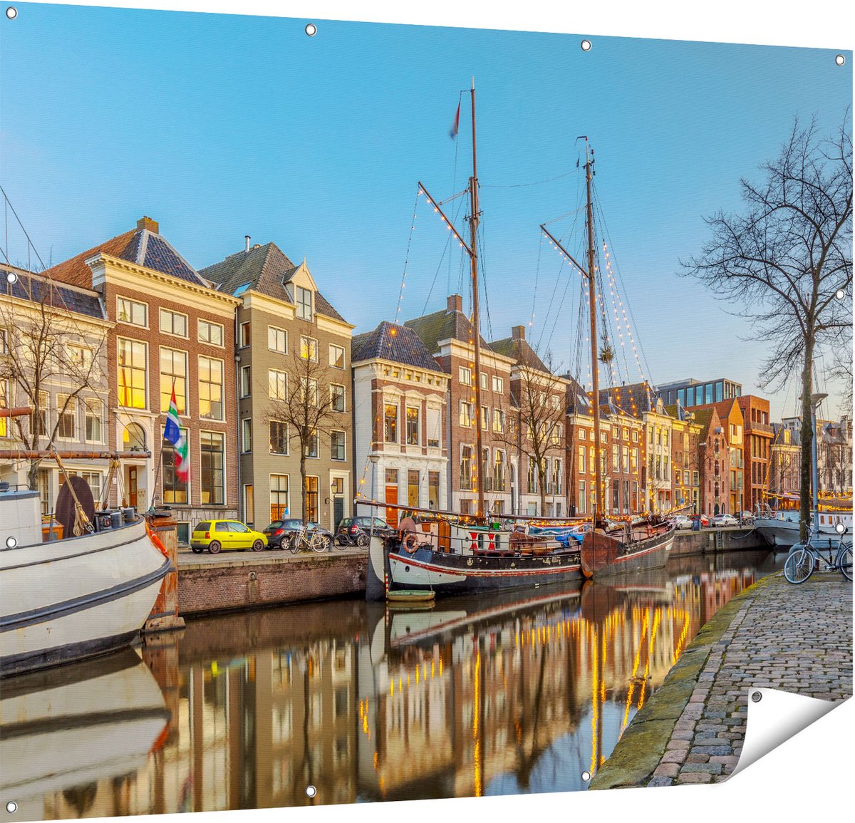 Gards Tuinposter Groningen Hoge der A Haven - 150x120 cm - Tuindoek - Tuindecoratie - Wanddecoratie buiten - Tuinschilderij Multikleur