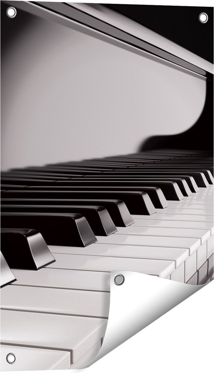 Gards Tuinposter Pianotoetsen - Noten - Piano - 40x60 cm - Tuindoek - Tuindecoratie - Wanddecoratie buiten - Tuinschilderij Multikleur