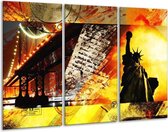 GroepArt - Schilderij -  New York - Geel, Rood, Zwart - 120x80cm 3Luik - 6000+ Schilderijen 0p Canvas Art Collectie