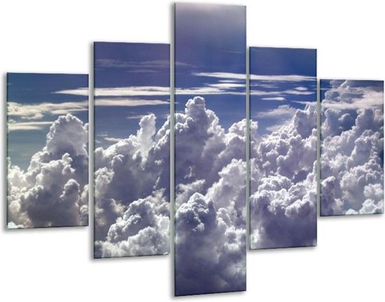 Glasschilderij Wolken | Wit, Blauw | | Foto print op Glas |  F000647