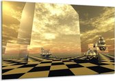 Peinture sur verre Abstrait | Jaune, marron, noir | 120x70cm 1Hatch | Tirage photo sur verre |  F003983
