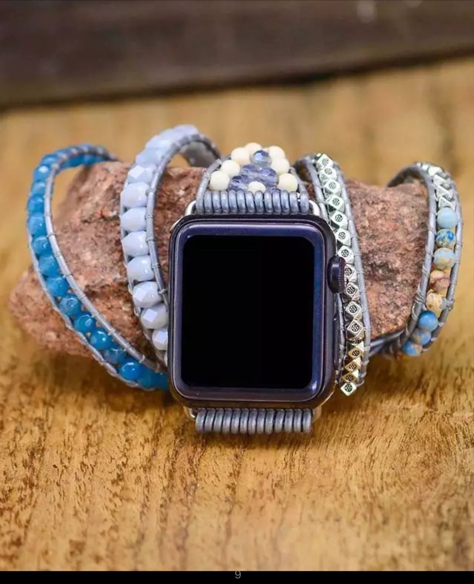 Apple Watch bohemian horloge bandje 42-44-45 mm Kralen Wikkelband Ibiza stijl