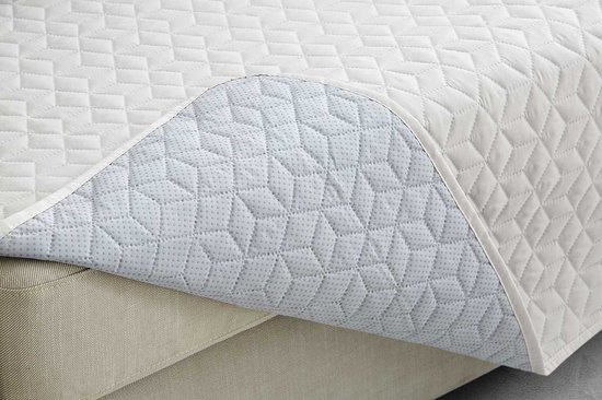Banktopper Geo Grijs - 180cm breed - Waterafstotend en Vlekbestendig - Antislip Onderkant - Comfortabel en Duurzaam - Ideaal voor Huishoudens met Kinderen en Huisdieren