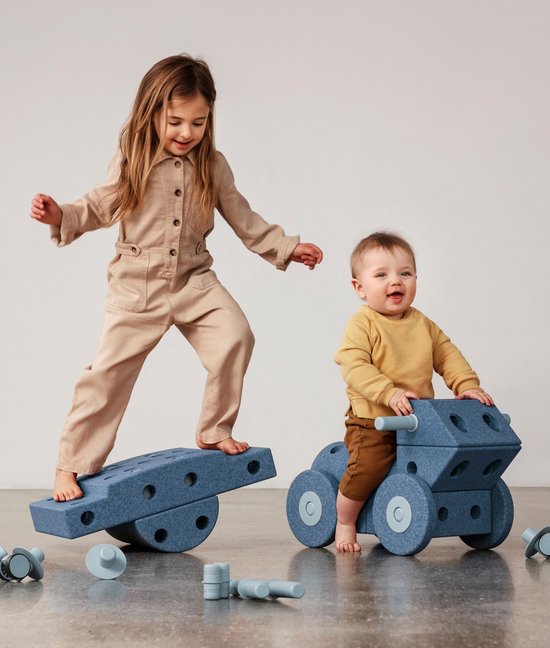 Modu Dreamer Kit - Zachte blokken- 33 onderdelen - Open Ended speelgoed- Speelgoed 1 -2-3 jaar - Deep Blue / Sky Blue van Modu — afbeelding 4