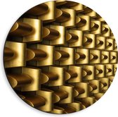 Dibond Muurcirkel - Abstracte Gouden Vormen op Wand - 40x40 cm Foto op Aluminium Muurcirkel (met ophangsysteem)