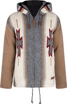 Gebreid Wollen Heren/Uni Vest van Schapenwol met Polyester Fleece voering en afneembare capuchon - SHAKALOHA - M Clint ZH Grey M