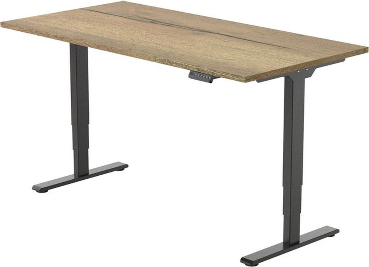 Office Hero® Cosmic Elektrisch - Zit sta bureau in hoogte verstelbaar zwart frame - Game bureau - Computertafel - Werktafel - 180x80 - Natuur eik