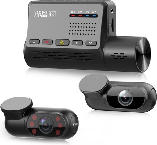 VIOFO A129 Pro Duo 4K 1080P WiFi 5GHz Dashcam Auto, GPS-module ingebouwd, dual lens voor en achter autocamera, bufferfunctie 24 uur parkeerbewaking dashcam, nachtzicht, G-sensor, WDR, loopopname