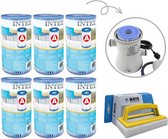 Intex - Filtres A - 6 pièces - Convient pour pompe à filtre 28604GS/28638GS/28636GS & WAYS brosse de récurage