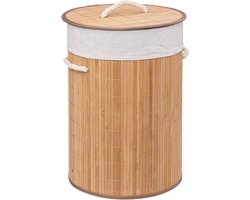 5Five Wasmand van bamboe - 48 liter - 35 x 50 cm - met deksel