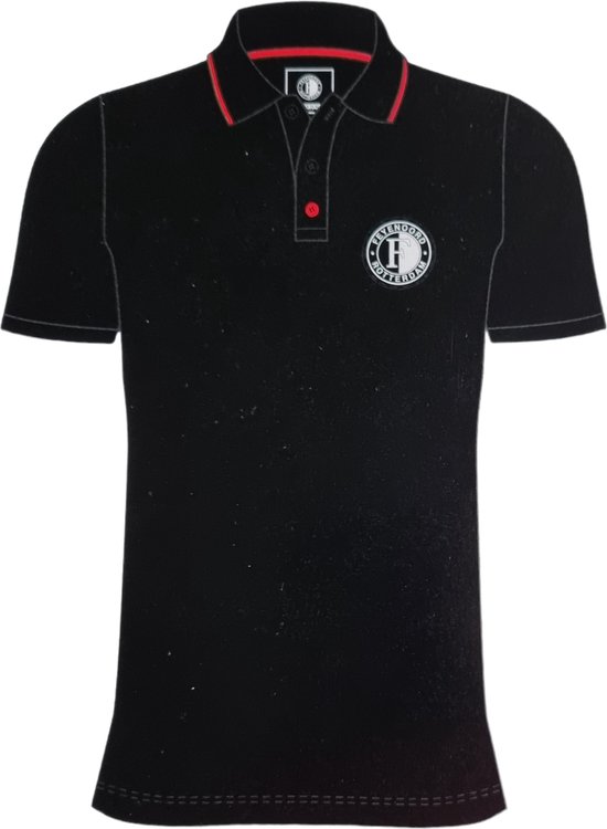 Feyenoord Kids Polo - Poloshirt - Zwart/Rood met Witte Logo - Maat 140/146