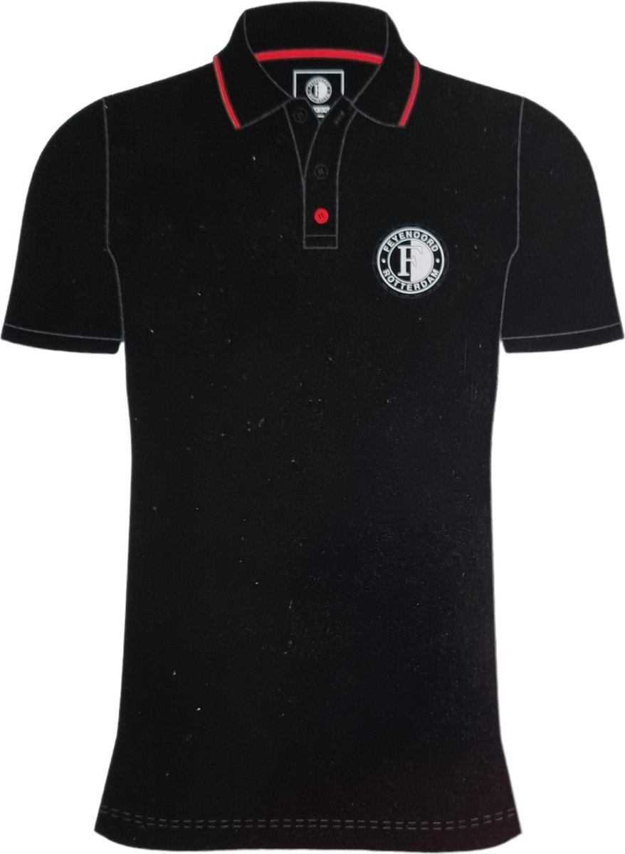 Feyenoord Kids Polo - Poloshirt - Zwart/Rood met Witte Logo - Maat 140/146  | bol