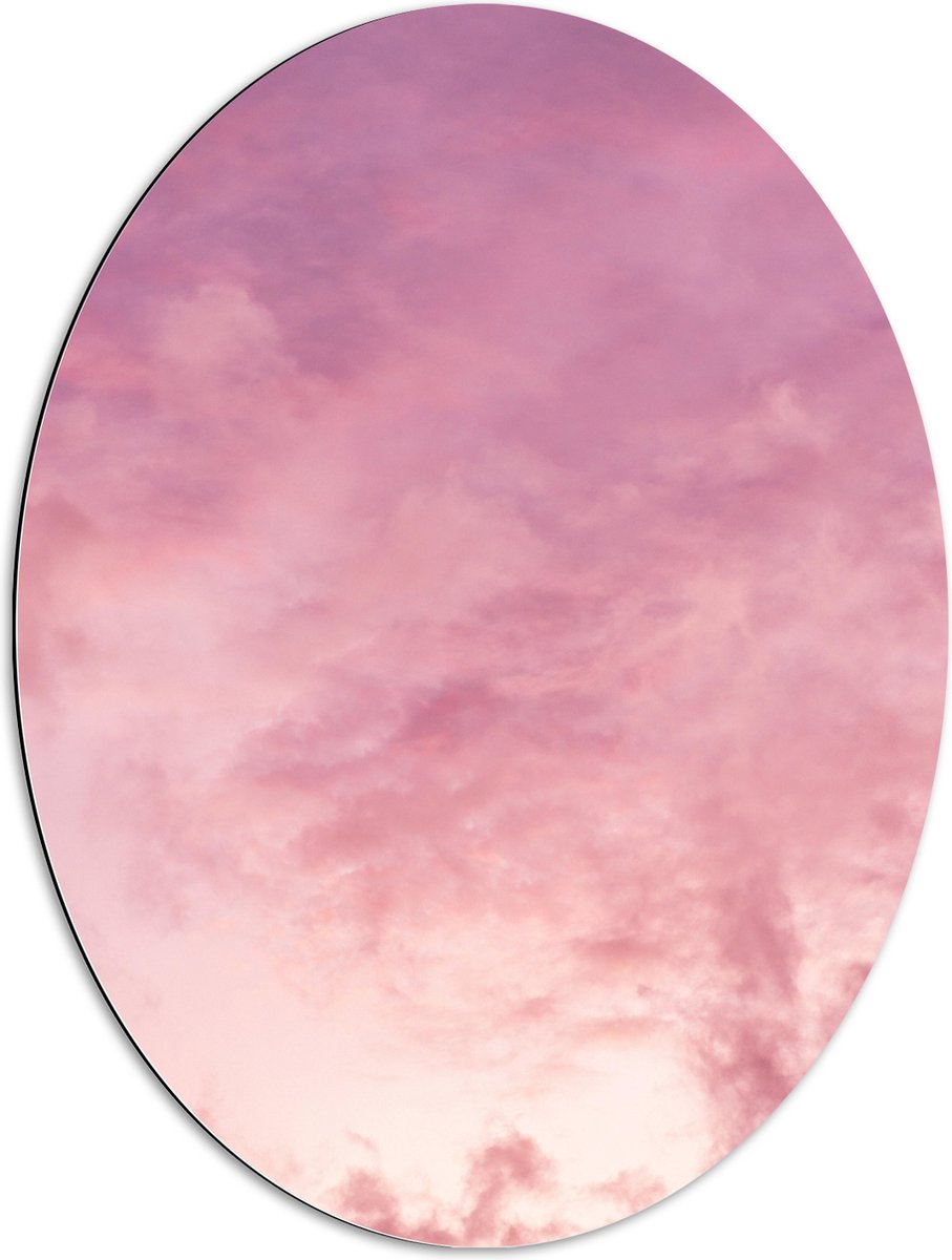 Dibond Ovaal - Zachtroze Lucht met Sluierbewolking - 60x80 cm Foto op Ovaal (Met Ophangsysteem)
