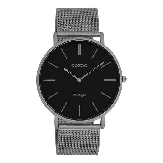 OOZOO Vintage Titanium/Zwart horloge  (44 mm) - grijs