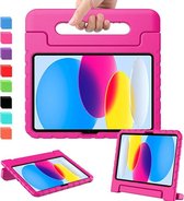 iPadspullekes - Apple iPad 2022 10.9 Inch 10de Generatie Kinderhoes - Kids proof Back Cover - Tablet Kinder Hoes met Handvat en Pencil Houder - Roze