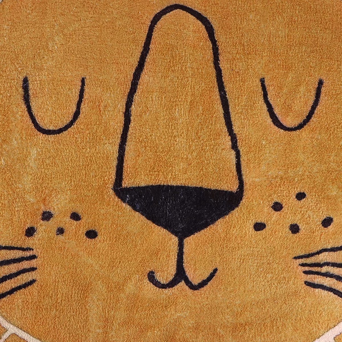 Vloerkleed, rond, ø 80 cm, bruin/geel, weinig leeuwenkop-patroon, kindertapijt, antislip onderkant, wasbaar, speeltapijt voor binnen en buiten