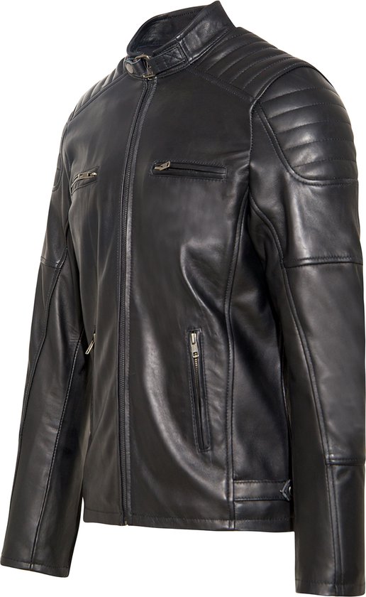 Urban 5884® - Ralph - Biker Jack - Zwart -Heren jas - Lams Leer - Jas - Maat 4XL