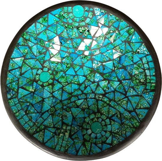 Floz Design oceaanblauw schaal - glasmozaiek en aardewerk - fruitschaal - decoratieve schaal - 30 cm - fairtrade