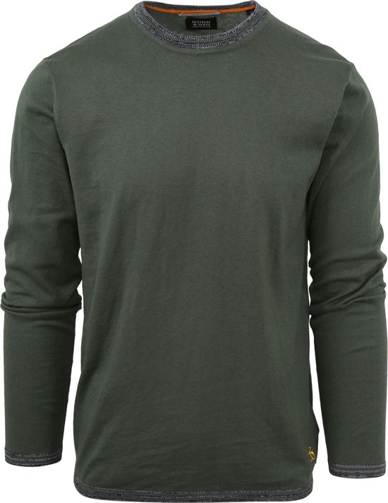 Scotch and Soda - Pullover Wolmix Donkergroen - Heren - Maat M - Modern-fit