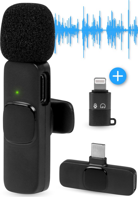 Nuvance - Draadloze Microfoon - Dasspeld Microfoon - Usb C & Iphone - Lavelier Microfoon - Plug & Play