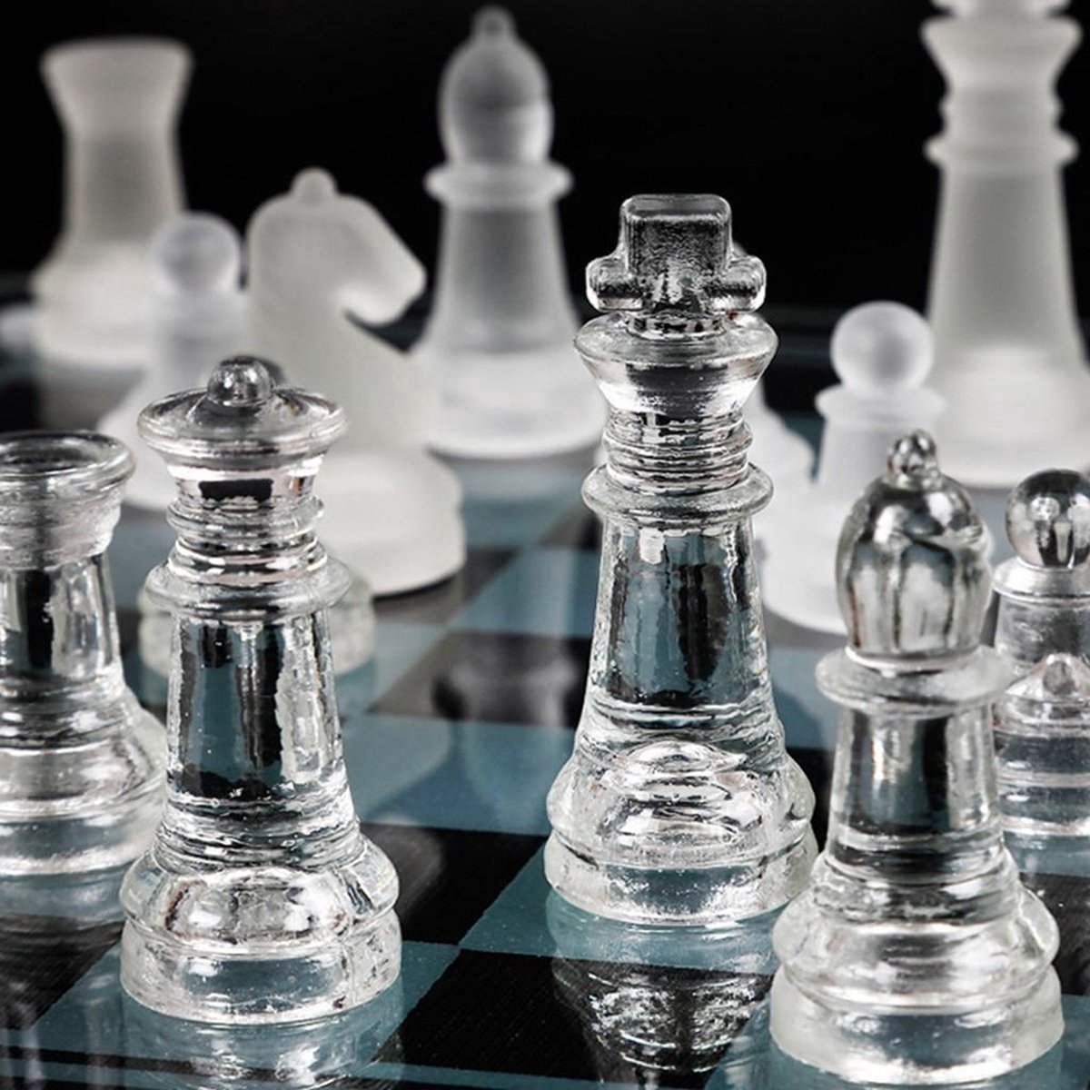 Échiquier en Verres | Jeu d'échecs | 35 x 35 cm | Jeu d'échecs | Avec des  Pièces... | bol