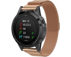 By Qubix - Geschikt voor Garmin bandje - 20mm Quickfit - Milanese bandje - Rosé goud - Geschikt voor Garmin Fenix 7s/6s/5s / Instinct 2s / Epix Pro Gen 2 (42mm)