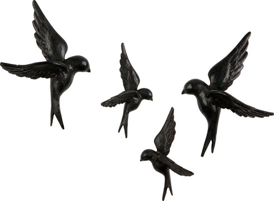 WOOOD Vogels Avaler - Papier - Zwart - Set van 4