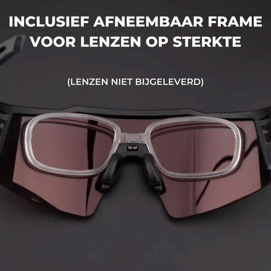KAPVOE Sport Zonnebril - COMPLETE SET - 4 GLAZEN - Fietsbril - Sportbril - Mountainbike - Wielren - Ski - Wintersport - Polariserend - UV 400 - Nachtbril - Frame voor Zonnebril op Sterkte - Hoesje -Brillenkoker - Dames Heren - Zwart Rood van Kapvoe — afbeelding 4