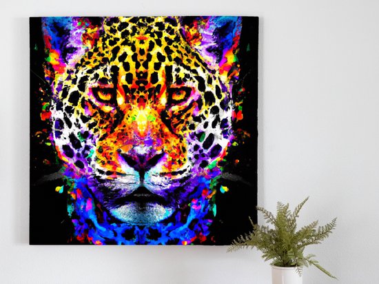 Vibrant Jaguar Burst kunst - 40x40 centimeter op Dibond | Foto op Dibond - wanddecoratie