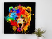 Rainbow Bear Burst kunst - 100x100 centimeter op Canvas | Foto op Canvas - wanddecoratie