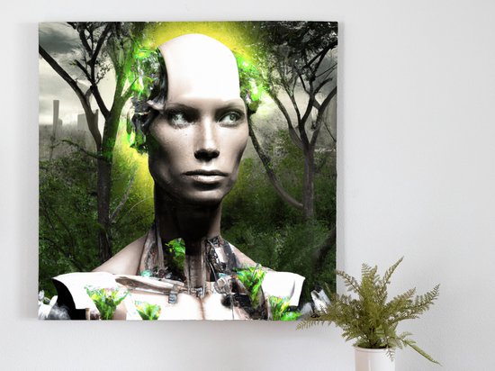 AI is thinking Green kunst - 30x30 centimeter op Canvas | Foto op Canvas - wanddecoratie