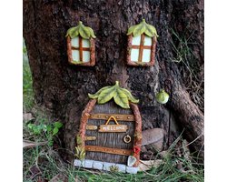 4 delige Super schattig feeën huisje- welkom bord-tuindecoratie-met Lichtgevende ontwerp