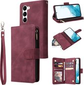 Luxe Telefoonhoesje voor Samsung Galaxy S23 | Hoogwaardig Leren Bookcase | Lederen Wallet Case | Luxe Uitstraling | Pasjeshouder 6 pasjes | Portemonnee | Rits | Rood