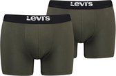 Levi's Boxers Solid Basic Cotton Bio Lot de 2 Kaki