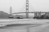 Peinture murale Pont du Golden Gate en noir et blanc | V8 - 368 cm x 254 cm | Polaire 130gr / m2