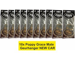 POPPY GRACE MATE® Geurhanger New-Car – Voordeelverpakking 10 Stuks – Langdurige Auto Luchtverfrisser
